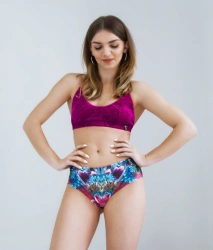 Top bikini welurowy Fuksja