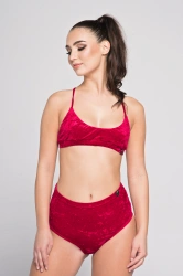 Czerwony top bikini z włoskiego weluru
