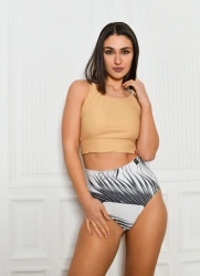 Шорти з високою талією Palm Leaf White