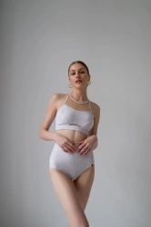 Mesh Sports Bra White Snake