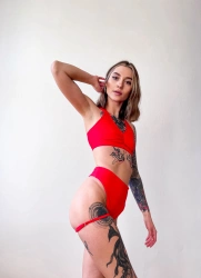 Szorty Bliss Strap z Regulowanymi Paseczkami Czerwone