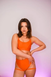 Szorty Bliss Strap z Paseczkami Pomarańczowe