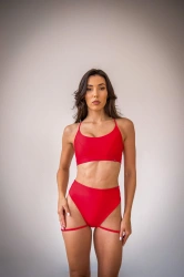 Szorty Bliss Strap z Paseczkami Czerwone