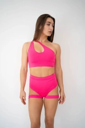 Шорти з ремінцями і зморщуванням на сідницях Straps Neon Pink