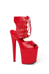 Czerwone Buty do Exotic Pole Dance Skóra Węża Fame| Obcas 20 cm