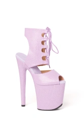Fioletowe Buty do Exotic Pole Dance Skóra Węża Fame | Obcas 20 cm