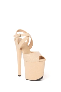 Beige Sandals in Glitter Finish | Flow