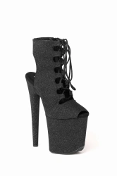 Czarne Błyszczące Sandałki do Exotic Pole Dance Level Up | Obcas 20 cm