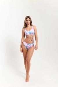 Capri - Brazylijski Dół Bikini, Regulowane Paski | Różowe Piwonie