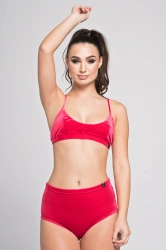 Jasnoczerwony Top Bikini z Włoskiego Weluru